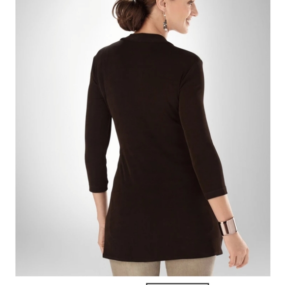 Chico's Black Tunic Top size Medium M Black EUC - Picture 2 of 9